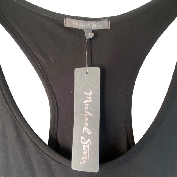 NWT Michael Stars Sconc Racerback Model  Black Basic Bodycon Tank Dress SZ  M - Picture 7 of 13